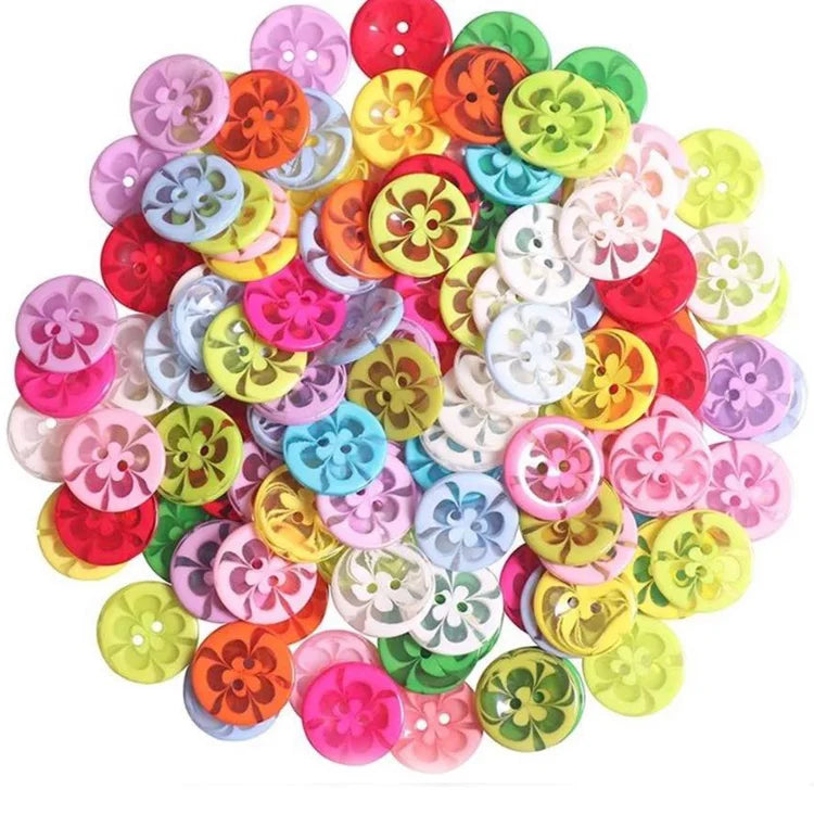 1000pcs Per Bag 13.5mm Yiwu Wintop Fancy Transparent Colored Two Hole Round Resin Button for Kids Clothing