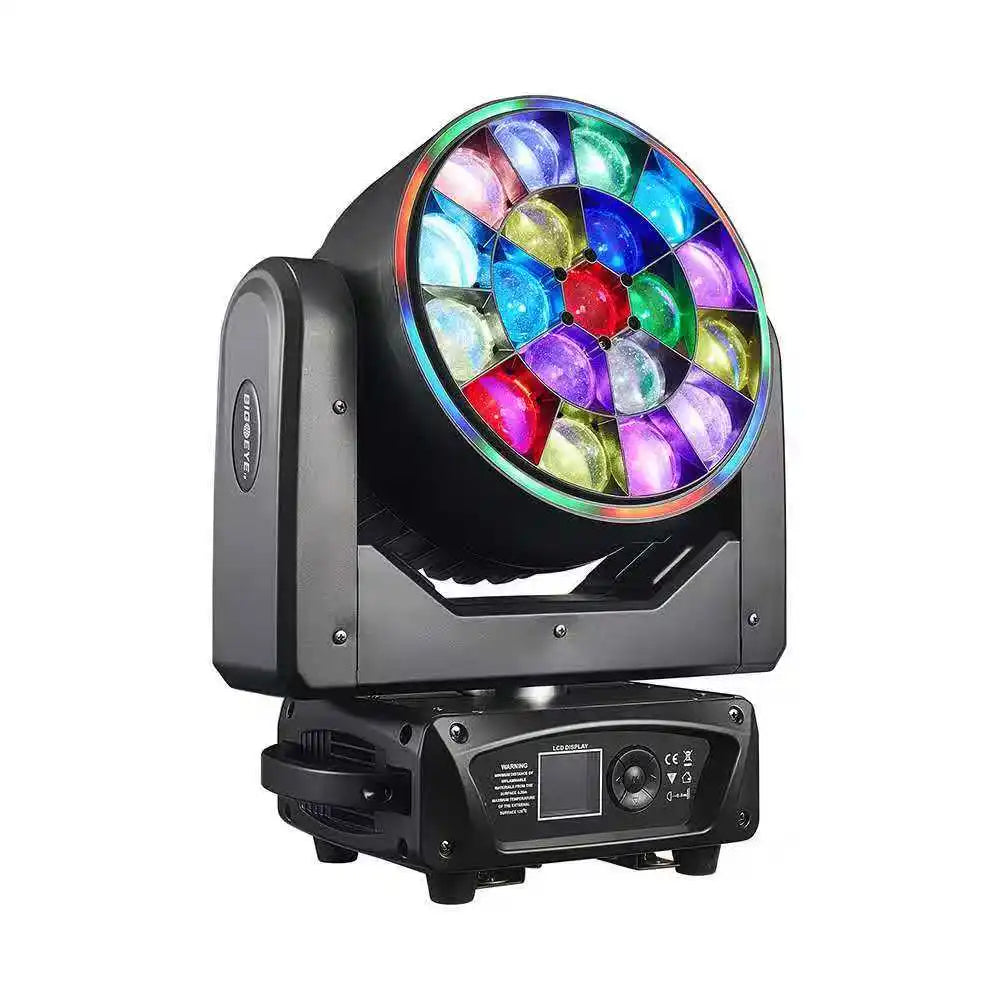 19x15W RGBW Moving Light With Beam/Wash/Zoom/CTO Effects Bee Eye Type LED Stage Lighting Sound Activated Spotlights for DJs