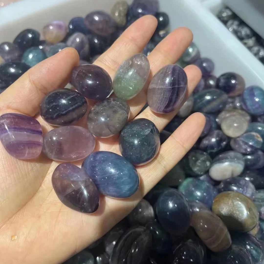 Natural Rainbow Fluorite Tumbled Stones High Quality Healing Crystal Semi Precious Stone