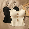 Knitted Crop Top Female Solid Color Sling Tops Knitwear Tank Top Sexy Slim Camisole Sleeveless Crop Tops Vest for Women