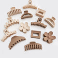 Women Solid Color Brown Kids Hair Accessories Simple Fashion Large Shark Claw Clip Matte Geometric Hair Clips for Women Hairpins