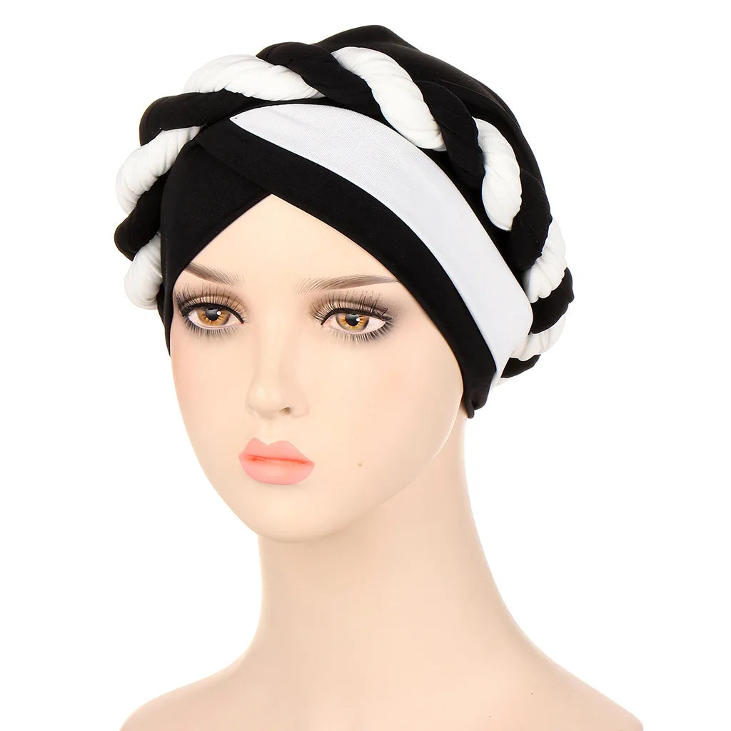 HZM-23149 Wholesale Ready to Ship African Braid Hat Twisty Fashion Turban Women Muslim Cap