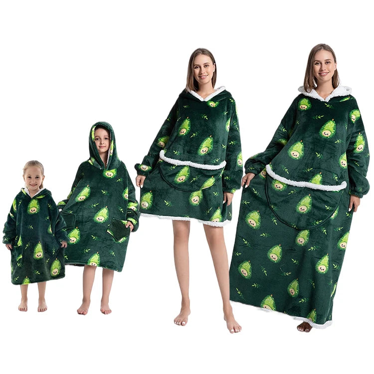 Wholesale Winter Super Soft Custom Christmas Print Wearable Blanket Sweatshirt Cozy Hoodie Blanket