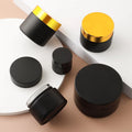 30g Black Glass Skin Care Jar With Gold Lid Plastic Screw Cap With Aluminum Lid Capacity for 100ml Eye Cream Lipstick Packaging