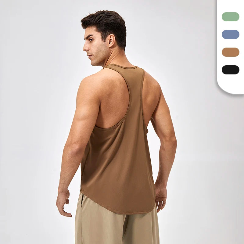 Men's Summer Sleeveless Gym T-shirts Reflective Logo Muscle Quick Dry Sports Tank Top Black Muscle Men Singlets