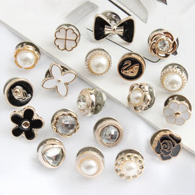 40 Hats Clothes Suit Shirt Accessories Round Lapel Pins Brooch Cover up No Sew Pearl Enamel Safety Pins Button Brooches
