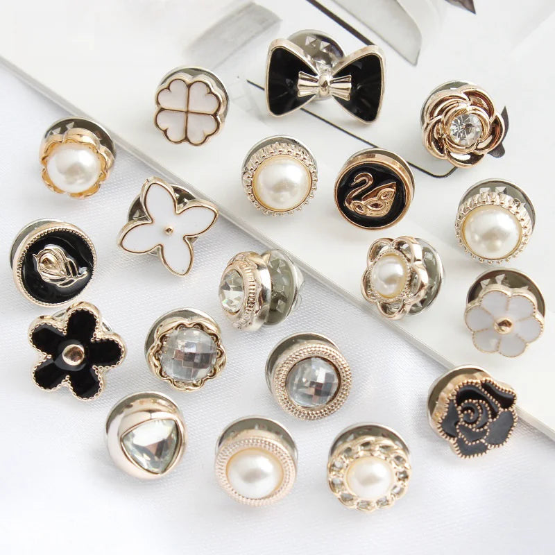 40 Hats Clothes Suit Shirt Accessories Round Lapel Pins Brooch Cover up No Sew Pearl Enamel Safety Pins Button Brooches