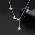 Dainty Jewelry 925 Sterling Silver Zircon Tassel Butterfly Pendant INS Fashion Long Chain Choker Necklace Gift