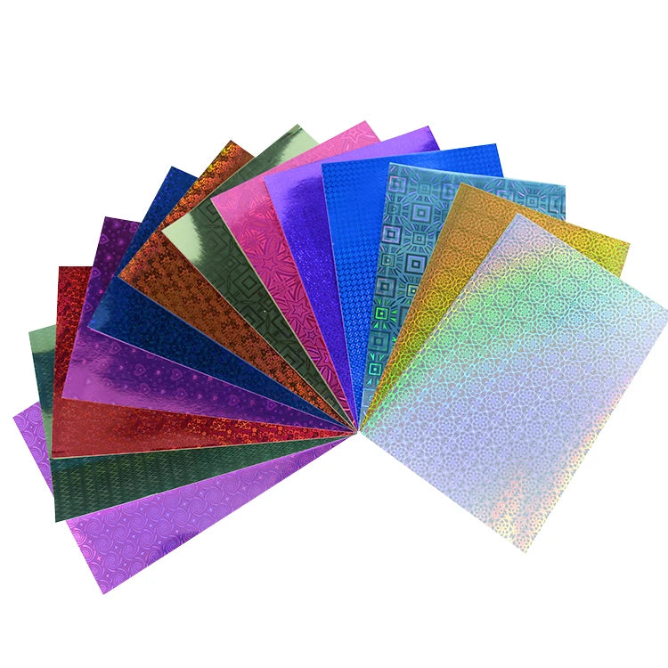 Wholesale Holographic Cardstock Paper Sheets Metallic Coated PE for Craft Scrapbook Poster Christmas Star Handcraft