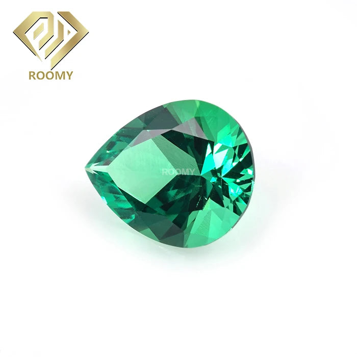 Wholesale Pear Cut Colombian Zambian Emerald Lab Created Loose Gemstone Hydrothermal Emerald Stone for Jewelry