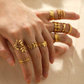 Leaf Geometric Hollow Flower 18k Gold Snake Shape Fashion Jewelry Rings for Women