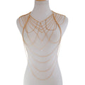 Pearl Alloy Tassel Body Chain Multi-layer Long Statement Rhinestone Chest Shoulder Chains