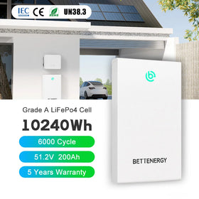 Bettenergy 10kWh 51.2V LiFePO4 Lithium Battery Solar Power System Home Energy Storage 200Ah Split Type CAN 8000 Cycle Life