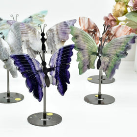 Natural Healing Stones Crystal Crafts Gemstone Carving Gift Crystal Butterfly Wing Carving for Home Decor