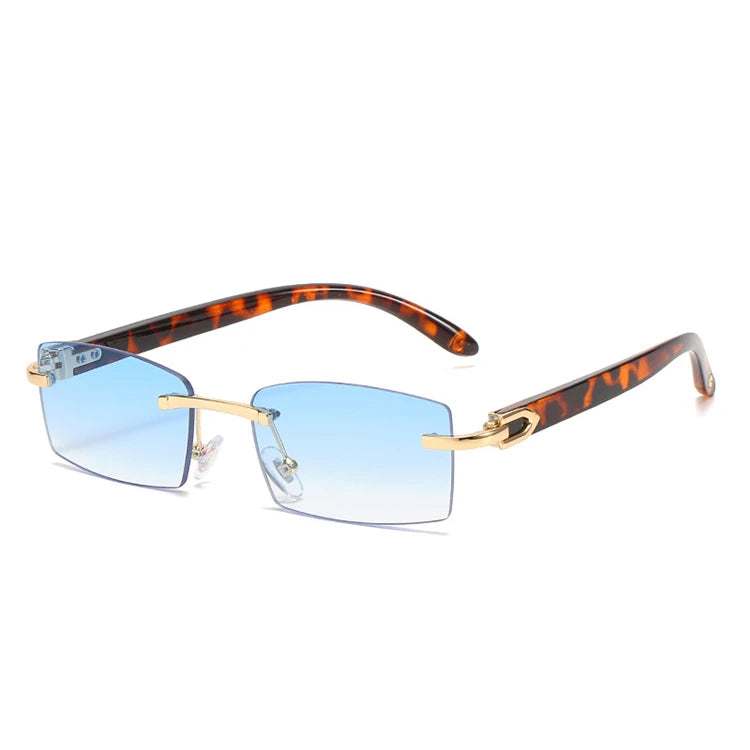 Kenbo 2021 Vintage Womens Sunglasses Small Square Rimless Gradient Sunglasses with White PC Frame