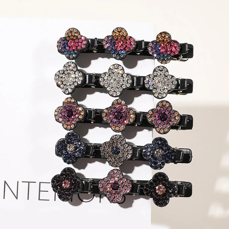 IN STOCK Hot Selling Sparkling Crystal Stone Braided Hair Clips Wholesale Plastic Broken Hair Duckbill Clip Hair Accessories