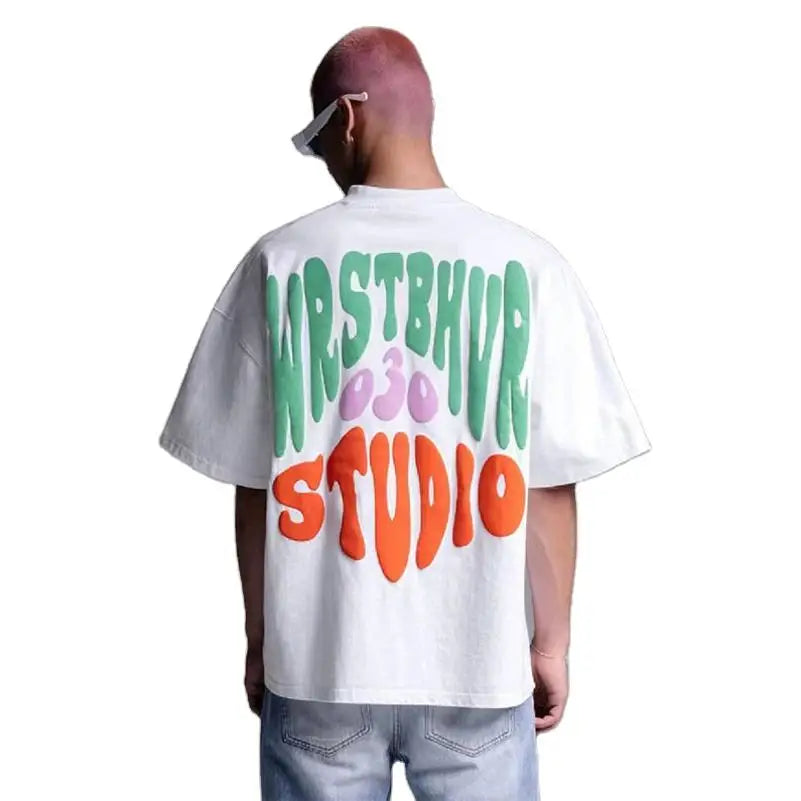 230 250 Gsm Heavy Cotton T Shirt for Men DTG Printing Sublimation Short Sleeve Tees Custom 3d Foam Puff Print Graphic T-Shirt