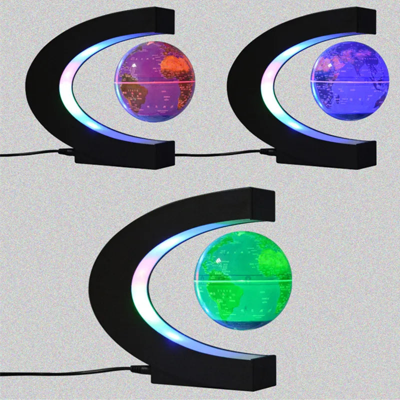 Multi-Color Changing Magnetic Levitation Floating World Map Globe Floating Globe With LED Lights