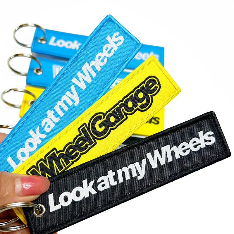 Cheap Custom Logo Woven Embroidered Jet Tas Embroidery Patch Keychain Keyring Key Tag