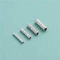 Popular Hammered Beads 925 Sterling Silver Thin Long Tubule Charm Beads for Jewelry Making Accessories