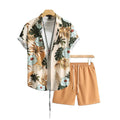 Summer Men's Suit Beach Print Lapel Short Sleeve Shorts Vacation Casual Suit Shirt