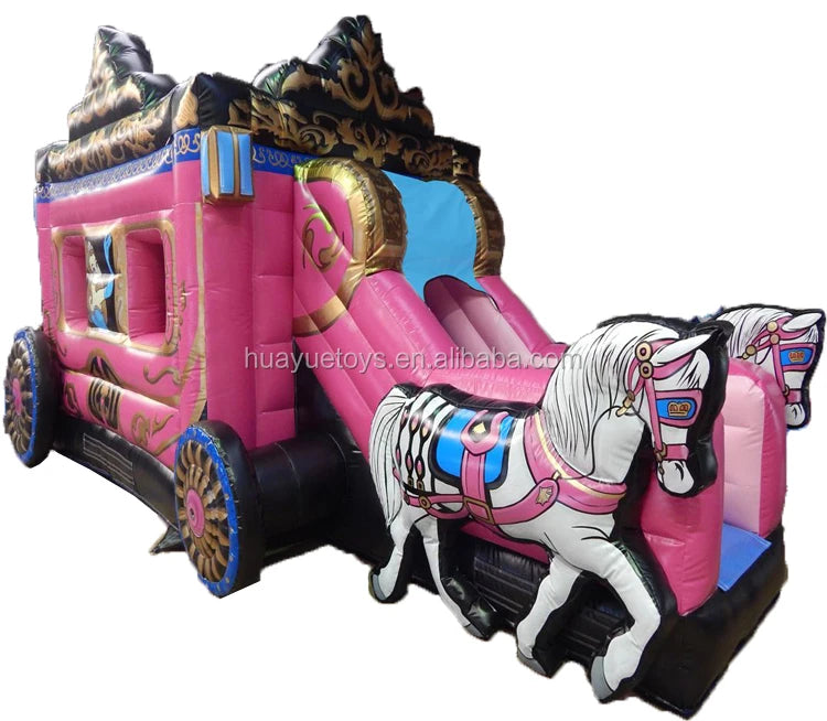 Outdoor pink Princess Pumpkin Car Inflatable Children Jump Toy Car Jump Slide Castle Car