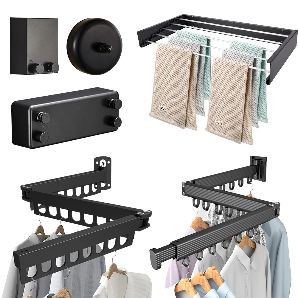 2024 Wall Mounted  Clothes Drying Rack Clothes Dry Rack Retractable Laundry Drying Rack