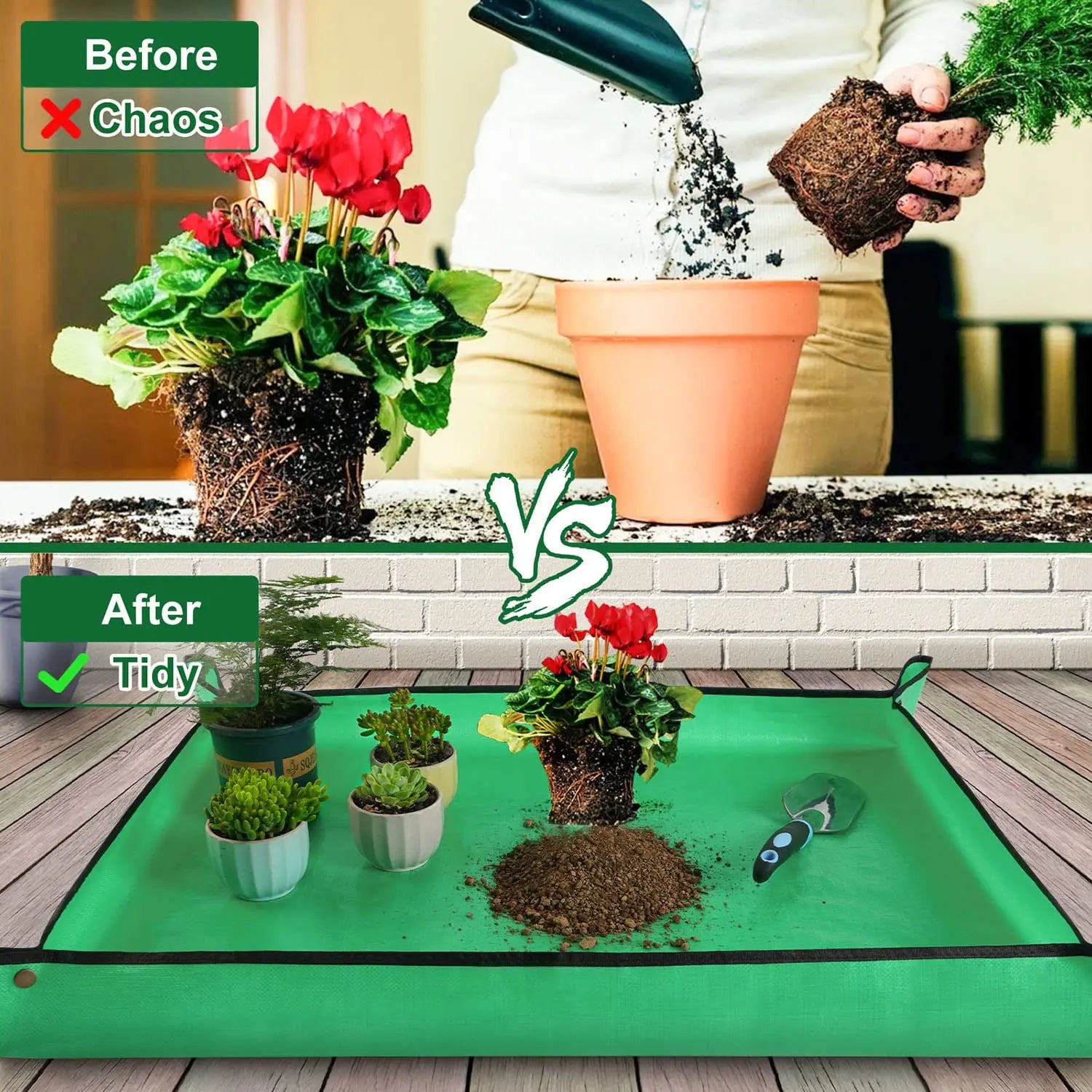 P93 Foldable Succulent Potting Mat Indoor Plant Transplanting Waterproof Tray Portable Gardening Mat for Nursery Flower Pot