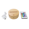 USB Wooden Lamp Base Led 3D Night Light Round and Round Wood Base for Acrylic Gift