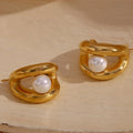 Dreamshow Vintage Imitation Pearl Earrings Gold Plated Stainless Steel Accessories Women Fashion Jewelry Earrings