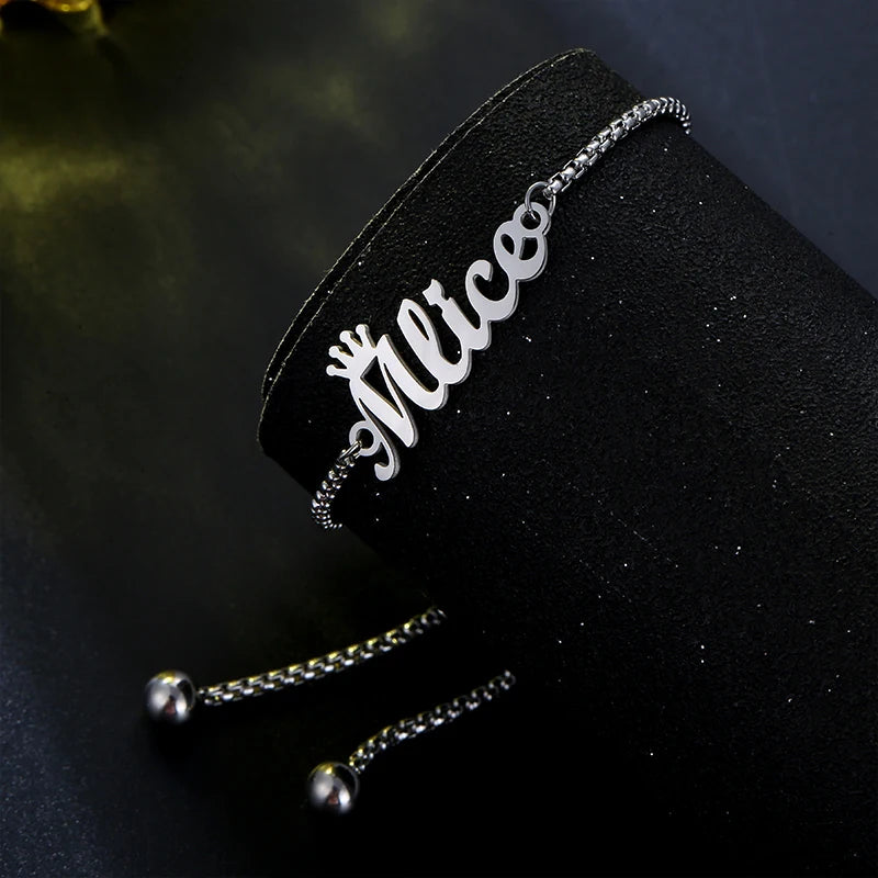 2025 Fashion Personalized Custom Name Bracelet Stainless Steel Adjustable Bracelet Men and Women Jewelry