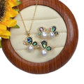 Mother of Pearl Lovely Bee Shape Fresh Water Pearl Jewelry Set Shell Butterfly Pearl Necklace Ring Earrings Jewellery Set for Wo