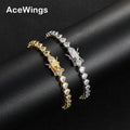 BB227 AceWings Hip Hop Tennis Heart Shape CZ Stone Silver/Gold Plated Unisex Bracelet