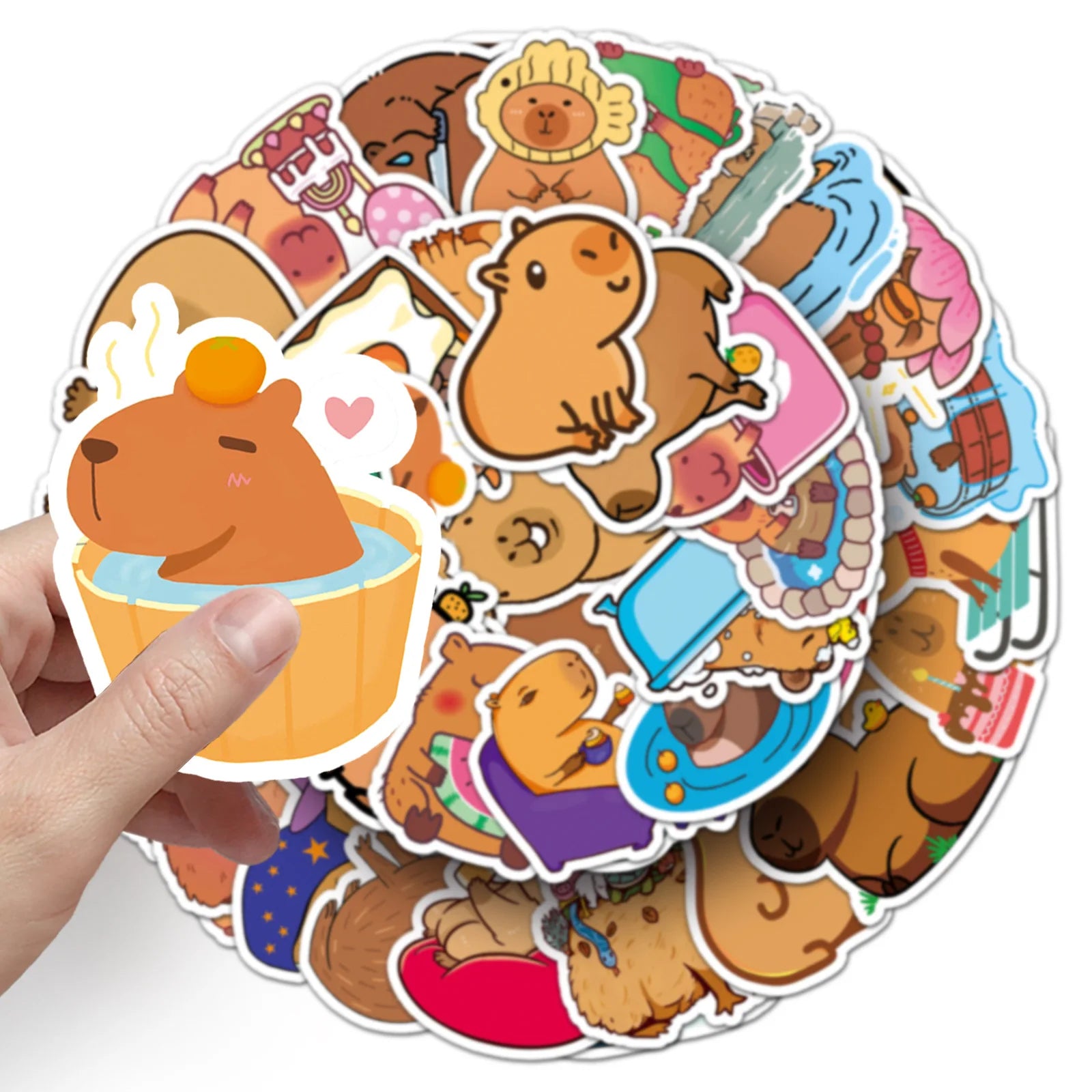 Pack of 50 Cute Capybaras Stickers Cartoon Animals Decorated Water Bottle Phone case Computer Cartoon Stickers