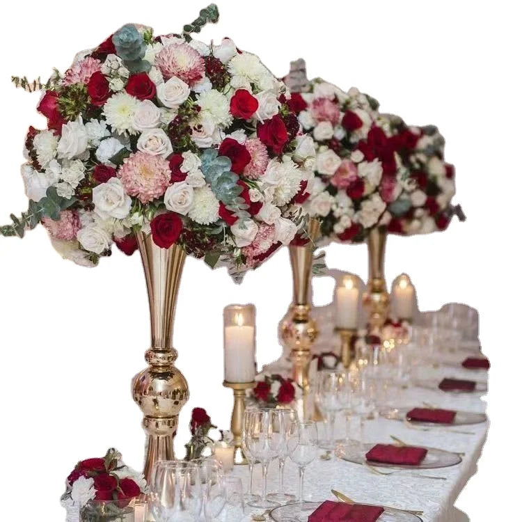 Metal Candle Holders Flowers Vase Candlestick Centerpieces Road Lead Candelabra Centerpieces Wedding Props Christmas Decoration