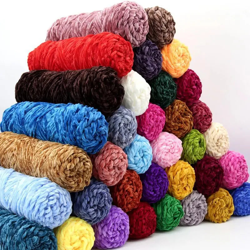 factory 4mm Super Soft Fluffy Velvet Yarn Polyester Hand Crochet Hat Sweater Scarf Knitting Bright Velvet Thread