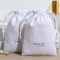 Custom 100% Cotton Twill Recyclable White Gift Pouch with Drawstring Closure and Custom Logo for Toys Packaging