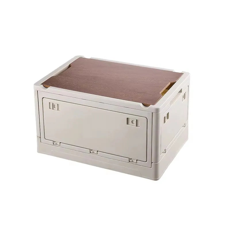 IRONDONKEY Outdoor Picnic Side Door Folding Storage Box Large Wooden Cover Storage Table Storage Box Camping Accessories