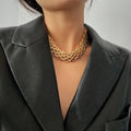 Hip Hop Gold Color Exaggerated Wide Thick Chunky Chain Choker Necklace for Women Ladies Layered Collar Necklace