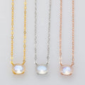 Gold Plated Women 925 Sterling Silver Vermeil Fine Jewelry Natural rainbow Moon Stone Pendant Necklace