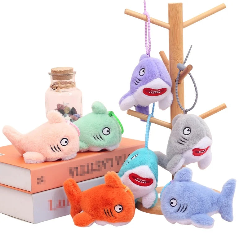 12cm Marine Ocean Animal Shark Plush Chark Keychain Toys 3D Cute Cartoon Stuffed Animal Soft Doll Backpack Pendant Key Chain