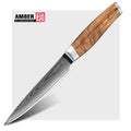 Amber Olive Wood Handle Quality 5.5" Paring Kitchen Knife Fruit Carving Knife Damascus Steel Kitchen Utility Knife
