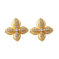 Hypoallergenic Waterproof Vintage Crystal Flower Stud Earrings Luxury 18k Gold Plated Stainless Steel for Women Jewelry