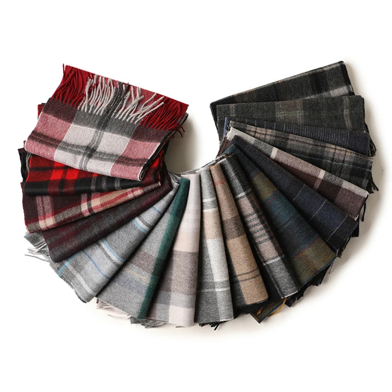Winter Women Neck Warmer Checker 100% Cashmere Scarf Custom logo Designer Brand Luxury Men Cashmere Tartan Scarves Zfyrg