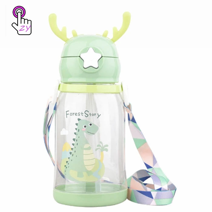Custom Cute School Drinking Straw Bpa Free Plastic Children Kids Drink Water Bottle with Straw for Kids School
