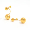 New Trendy 18K Gold Plated Shiny Two Ball Chain Stud Earrings Women's Geometric Stainless Steel Jewelry Wholesale