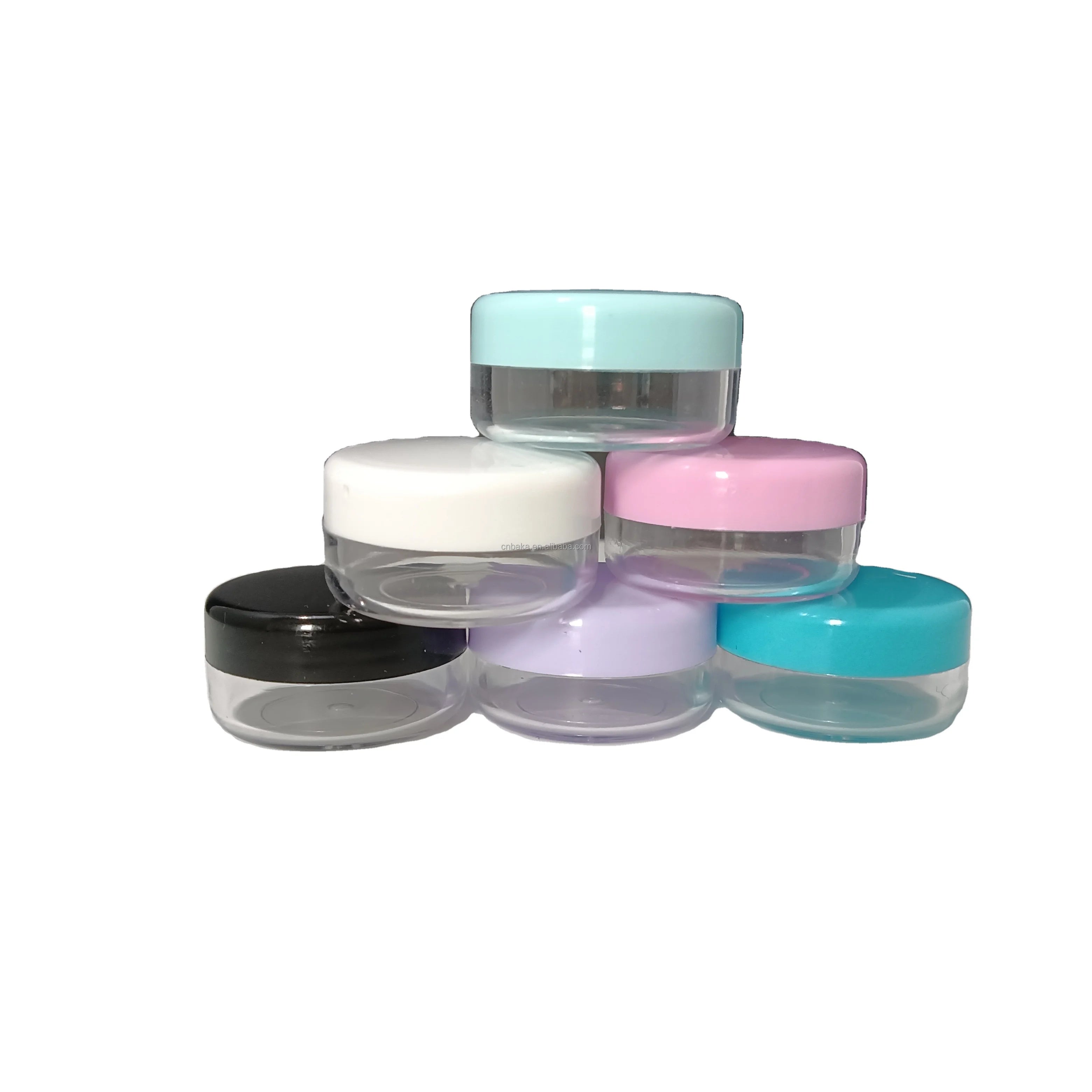 Colorful Cream Round Plastic PP Jar with Screw Cap 3G 5G for Eye Face Care and Loose Powder for Skin Care Cosmetics