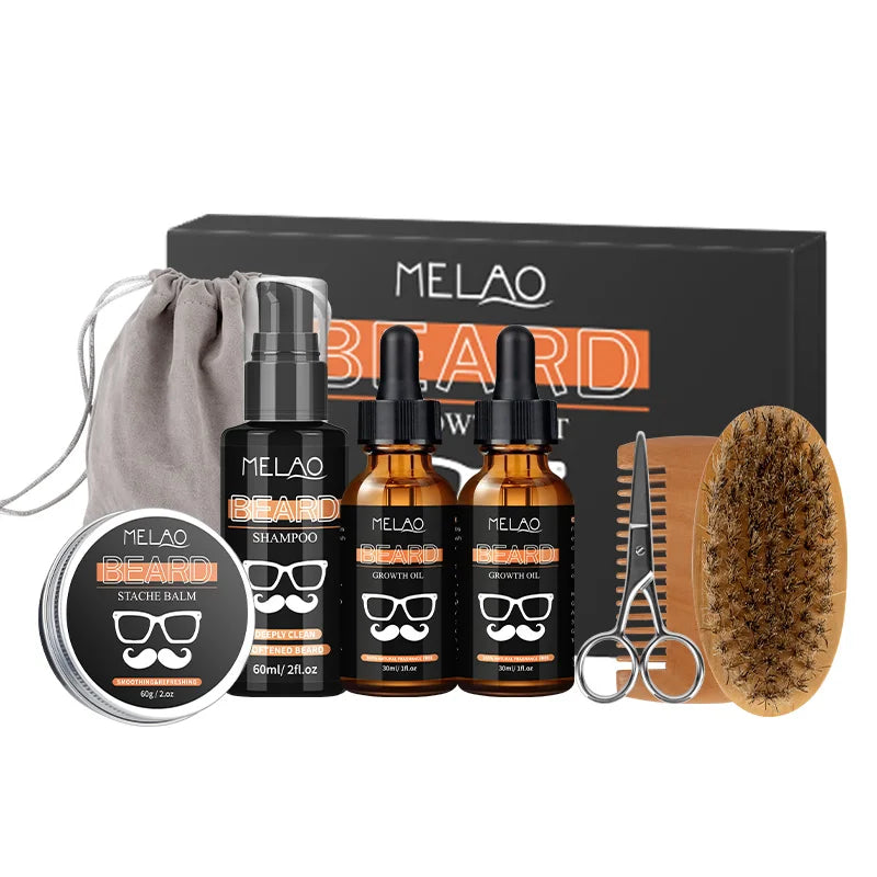 OEM Beard Shampoo Kit for Men Grooming Care Box Aftershave Cologne Custom Label Beard Oil for Men's Beard Balm Care Shaving Kit
