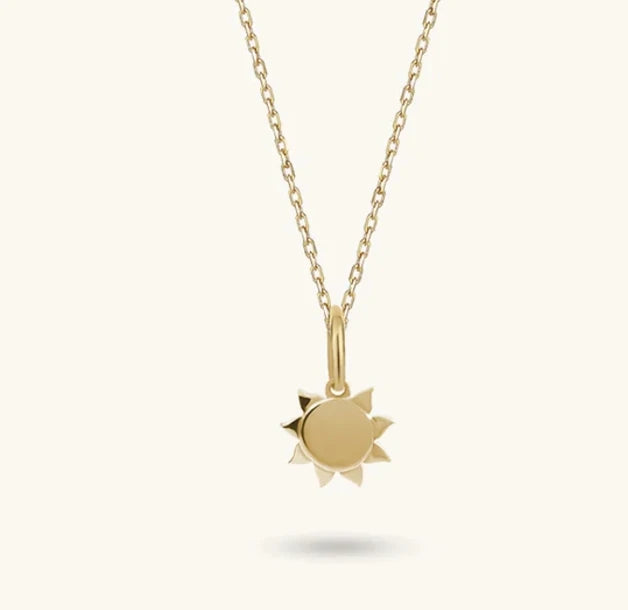 Inspire Jewelry Stainless Steel Sun Charm Pendant Necklace Waterproof Fashion Jewelry 18k Gold Plated  Minimalist Necklace