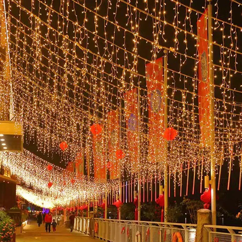 I820 LED Lights String Colorful Starry Curtain Lights Outdoor Waterproof Shopping Mall Festival Ceiling Decoration